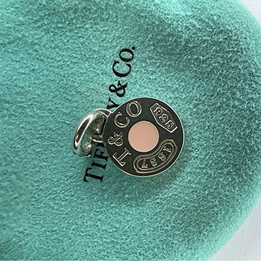 Tiffany & Co. Silver Pink Enamel 1837 Round Charm - Picture 2 of 6